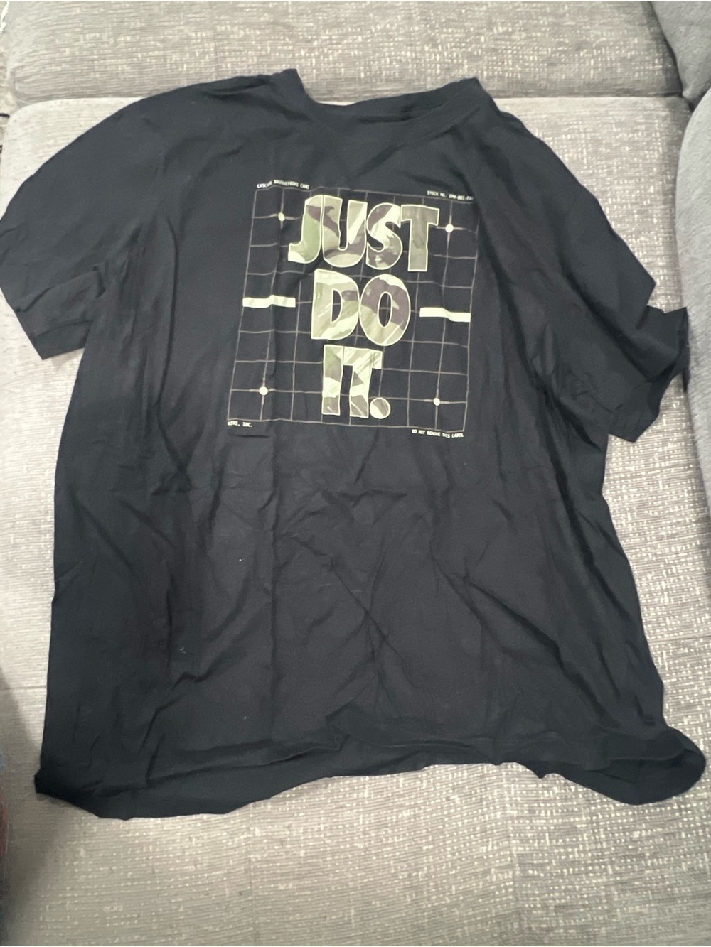 Nike Black Short Sleeve Tee with Olive 'Just Do It.' Graphic.  E11